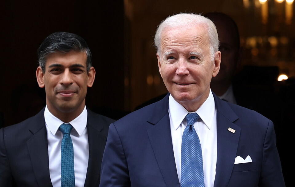 Rishi Sunak i Joe Biden / autor: PAP/EPA/ANDY RAIN