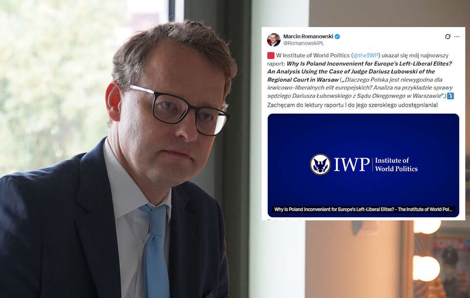 Waszyngtoński Institute of World Politics opublikował raport posła PiS Marcina Romanowskiego dotyczący sędziego Dariusza Łubowskiego. / autor: Fratria/X