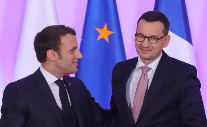 Emmanuel Macron i Mateusz Morawiecki / autor: PAP