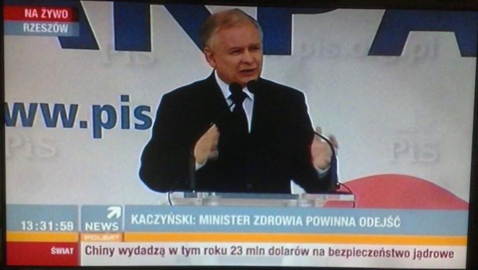 Wystąpienie Jarosława Kaczyńskiego transmitował m.in. Polsat NewsFot. wPolityce.pl