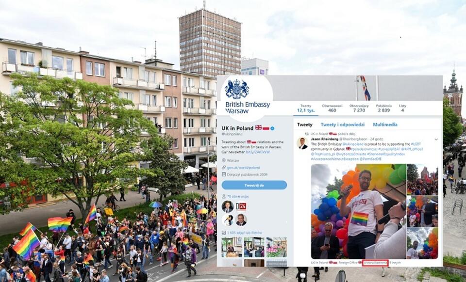 V Trójmiejski Marsz Równości; tweet na koncie Ambasady Wielkiej Brytanii w RP / autor: PAP/Adam Warżawa; Twitter/UK in Poland