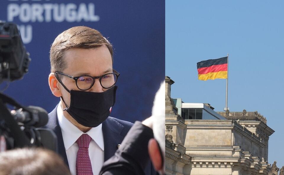Premier Mateusz Morawiecki/niemiecka flaga / autor: Fratria