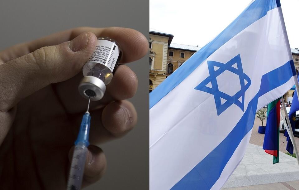 Szczepionka/Flaga Izraela / autor: PAP/EPA/ATEF SAFADI