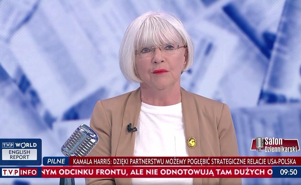 Elżbieta Królikowska-Avis w "Salonie Dziennikarskim" / autor: screen TVP