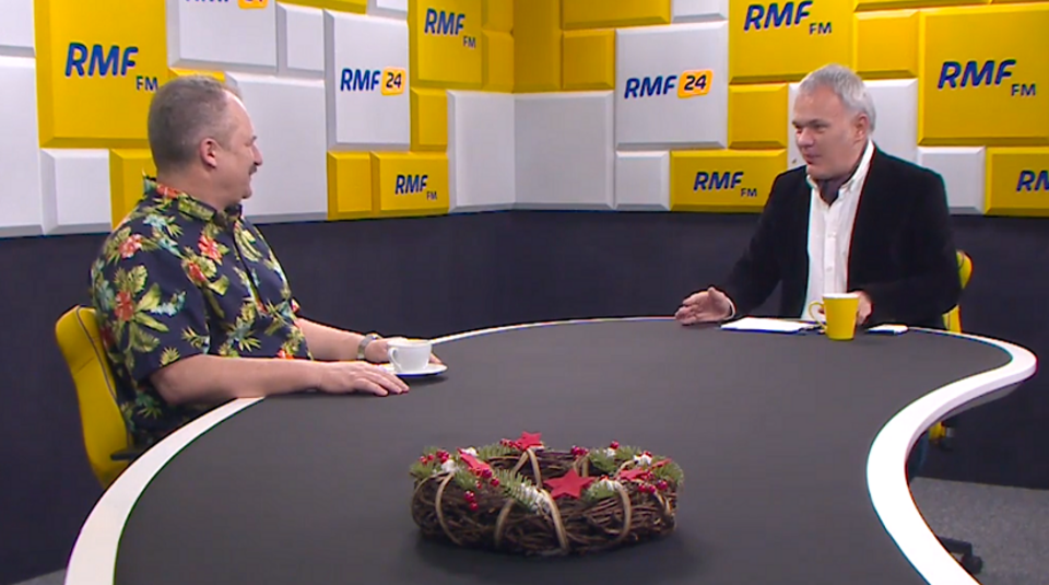 Poseł Marek Jakubiak, dziennikarz Robert Mazurek / autor: screen: RMF FM