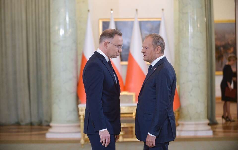 Andrzej Duda i Donald Tusk / autor: PAP/Marcin Obara