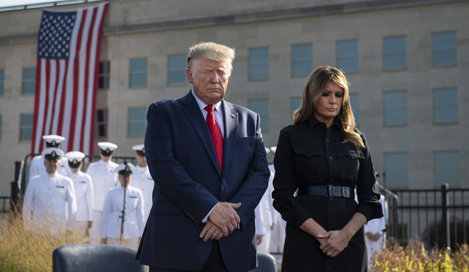 Donald i Melania Trump na uroczystościach w Pentagonie / autor: PAP/EPA