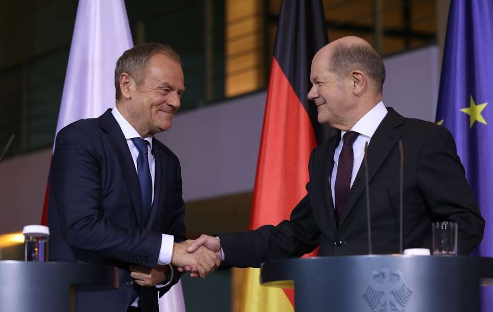 Donald Tusk i Olaf Scholz / autor: PAP/EPA/CLEMENS BILAN