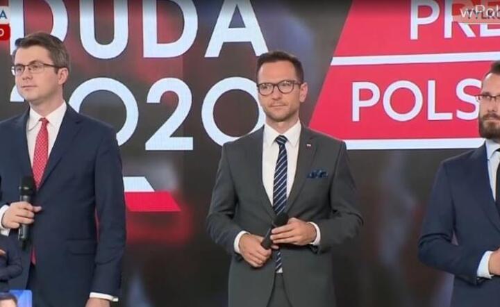 Od lewej: Piotr Müller, Waldemar Buda i Radosław Fogiel  / autor: wPolityce.pl, TVP Info
