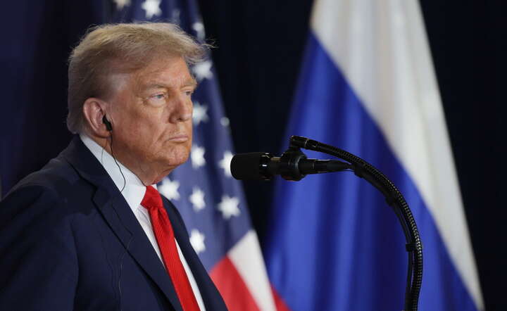 Prezydent USA Donald Trump na konferencji po spotkaniu z Władimirem Putinem na Alasce / autor: PAP/EPA/GAVRIIL GRIGOROV/SPUTNIK/KREMLIN POOL