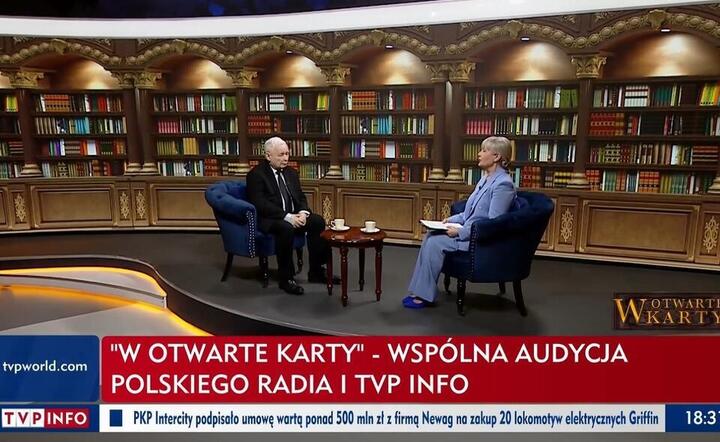 W otwarte karty z Jarosławem Kaczyńskim / autor: wPolityce.pl/TVP Info - screen