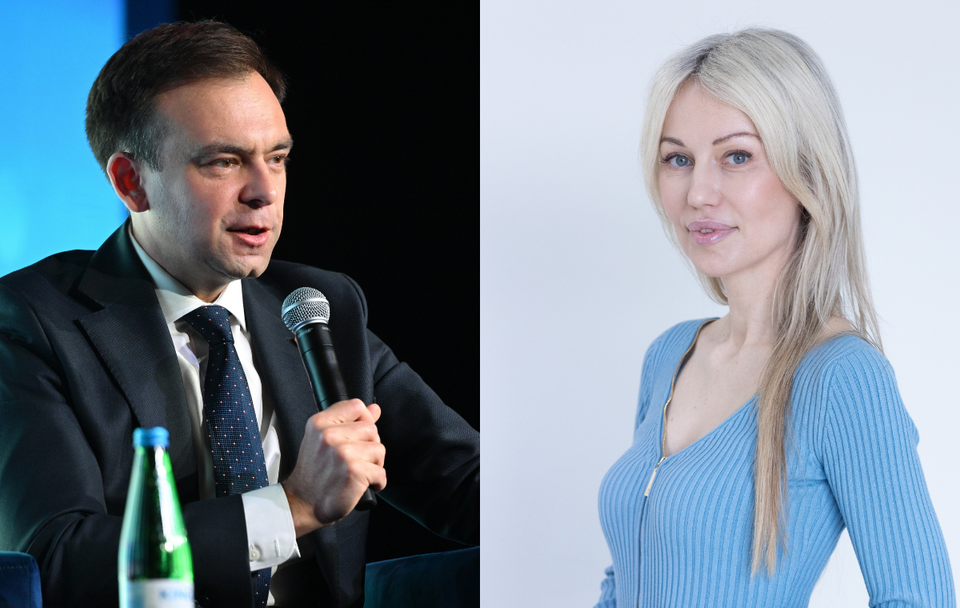 Andrzej Domański i Magdalena Ogórek / autor: PAP/Radek Pietruszka/Fratria