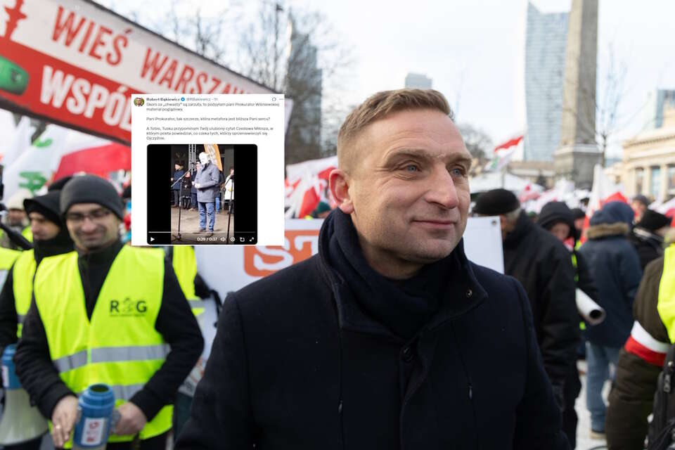 Na zdjęciu Robert Bąkiewicz oraz jego wpis z portalu X (screen) / autor: Fratria/X-Robert Bąkiewicz (screen)