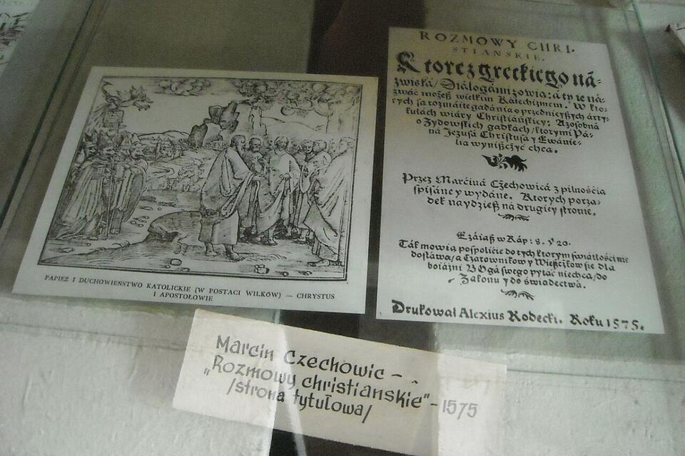 Strona tytułowa "Rozmów Christianskich" (1575) Marcina Czechowica - brata polskiego / autor: Wikimedia Commons/ https://commons.wikimedia.org/wiki/File:Rozmowy_christianskie.jpg