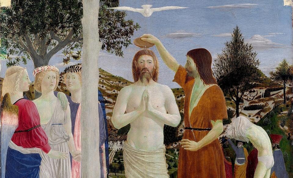 Chrzest Pana Jezusa w Jordanie / autor: Piero della Francesca (1415-1492), Public domain, Wikimedia Commons