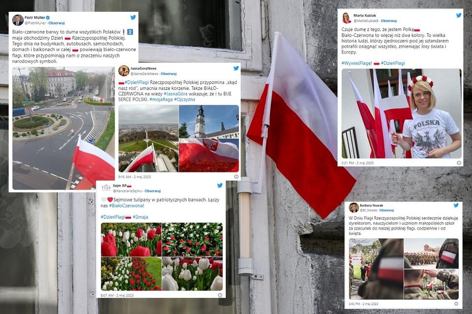 na zdjęciu w tle biało-czerwona flaga na budynku w Przemyślu / autor: PAP/Darek Delmanowicz; Twitter