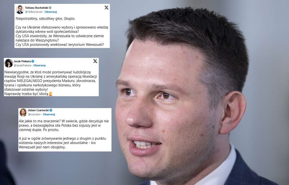 Sławomir Mentzen skrytykował USA za akcję w Wenezueli, sugerując jej podobieństwo do rosyjskiej agresji na Ukrainę. / autor: Fratria