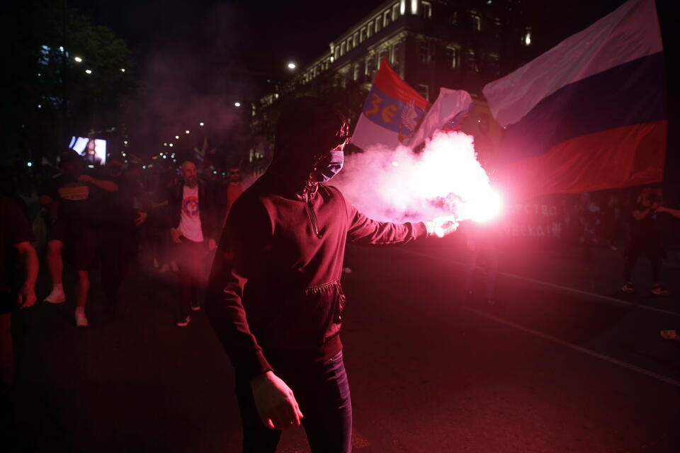 Prorosyjske demonstracje w Belgradzie. / autor:  	PAP/EPA/ANDREJ CUKIC