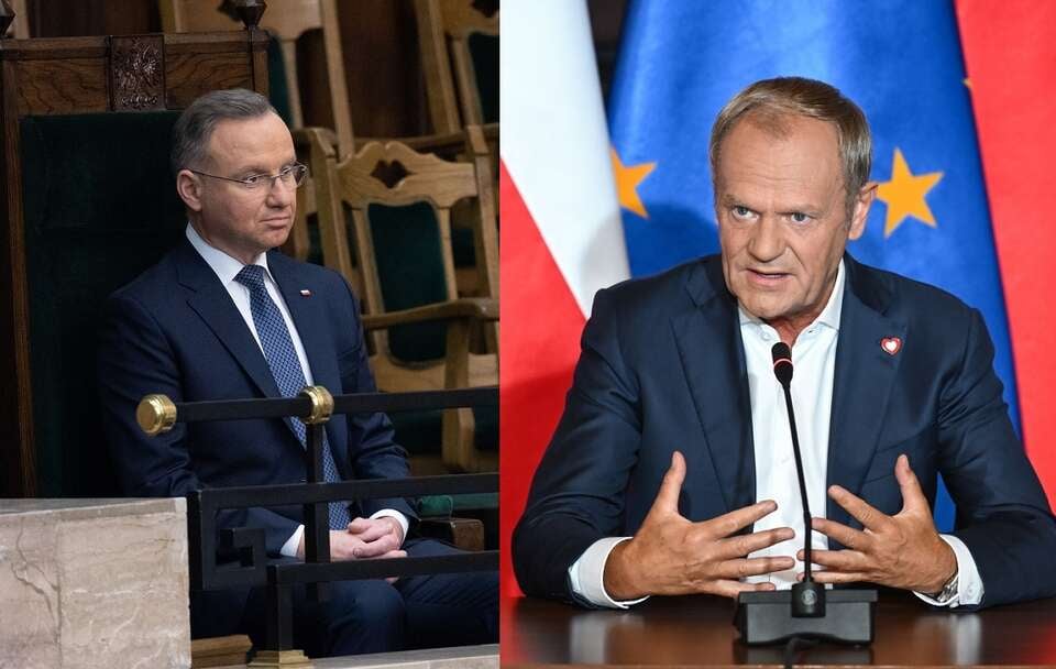 Prezydent Andrzej Duda i premier Donald Tusk / autor: Fratria, PAP/Marcin Gadomski