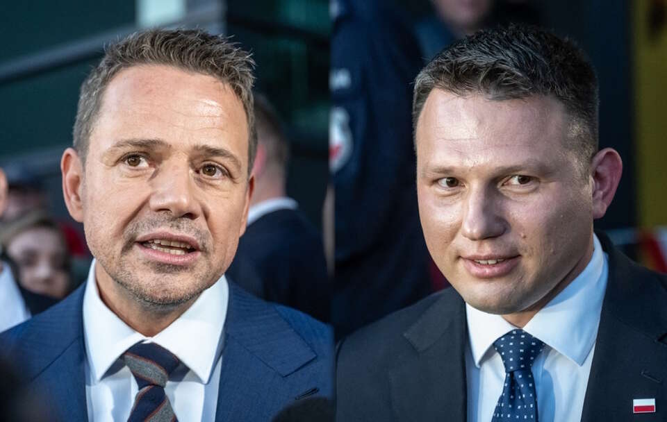 Rafał Trzaskowski i Sławomir Mentzen / autor: PAP/Tytus Żmijewski