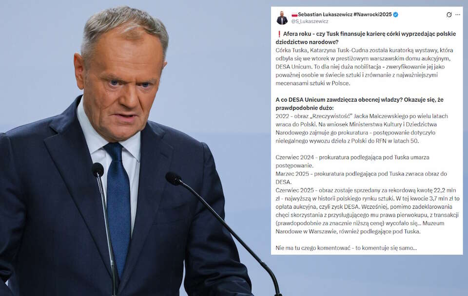 Łukaszewicz pyta o karierę córki Donalda Tuska i DESA Unicum