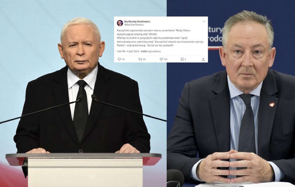 Jarosław Kaczyński, Bartłomiej Sienkiewicz / autor: Fratria/X