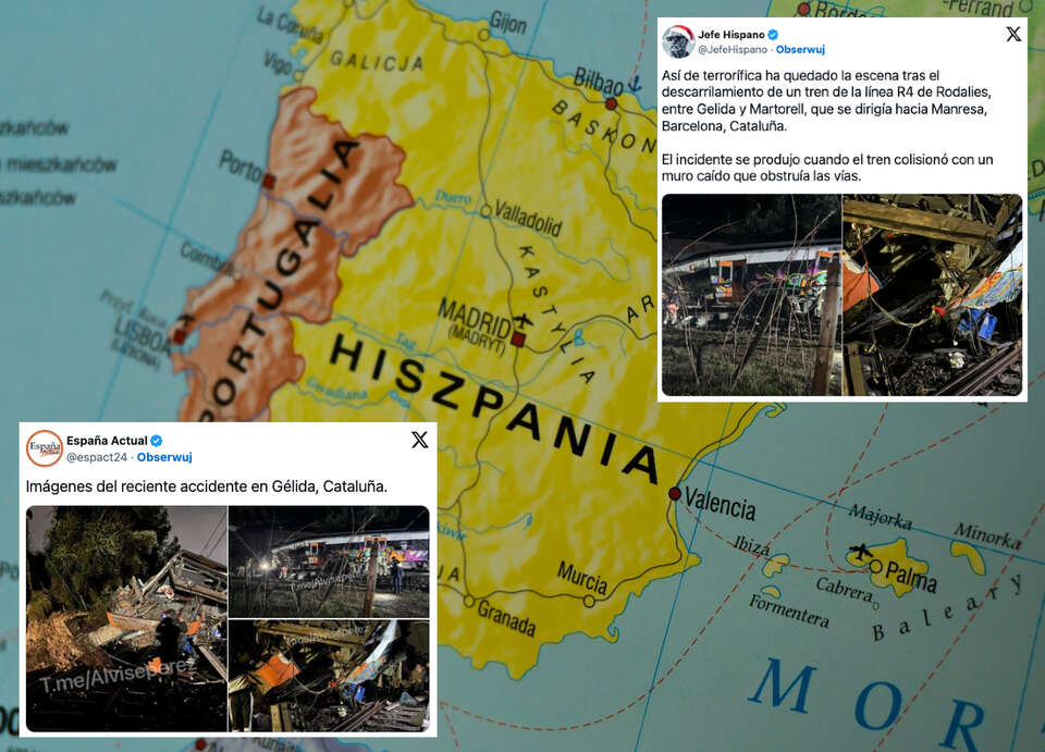 Dwa wypadki pociągów w Katalonii, kilkudziesięciu rannych. / autor: Fratria/X