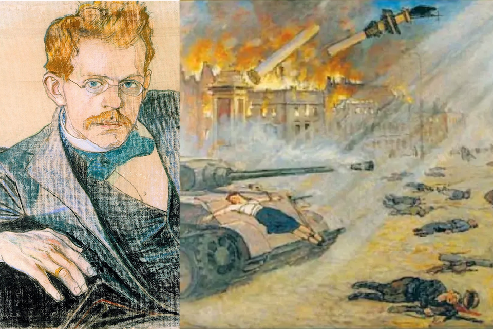 Józef Mehoffer/Fragment tryptyku "Powstanie Warszawskie" / autor: Stanisław Wyspiański / Józef Mehoffer