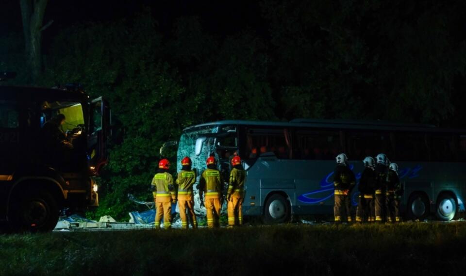 Służby na miejscu tragicznego wypadku w miejscowości Kleszczów / autor: PAP/Hanna Bardo