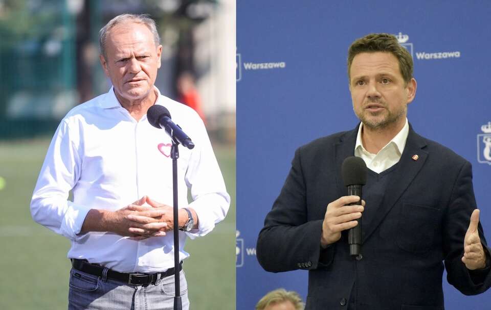 Donald Tusk, Rafał Trzaskowski / autor: PAP/Rafał Guz/Fratria