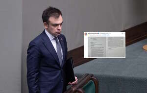 Na zdjęciu minister finansów Andrzej Domański na sali plenarnej w Sejmie oraz wpis posła Janusza Kowalskiego (screen z X) / autor: Fratria/X-Janusz Kowalski (screen)