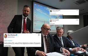 Na zdjęciu Władysław Kosiniak-Kamysz, Piotr Zgorzelski oraz Damian Simiński na posiedzeniu Rady Naczelnej PSL w Warszawie / autor: PAP/Marcin Obara/X