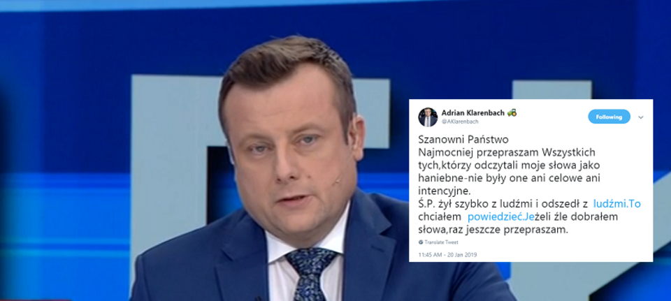 Dziennikarz TVP Info Adrian Klarenbach / autor: wPolityce.pl/TVP Info; Twitter