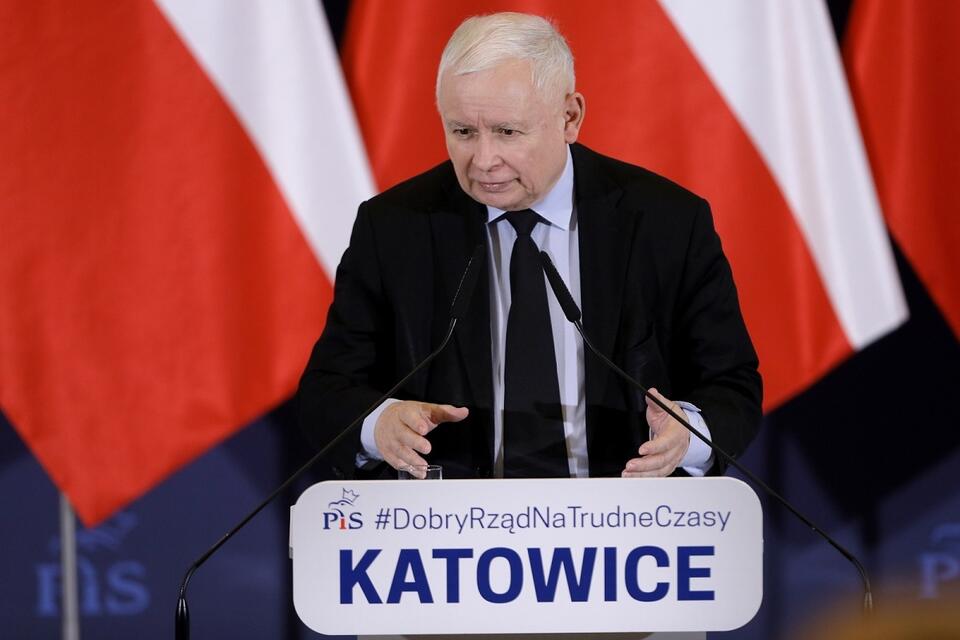 Prezes PiS Jarosław Kaczyński w Katowicach / autor: PAP/Tomasz Wiktor