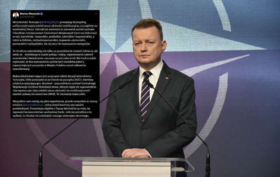 Mariusz Błaszczak o zwolnieniach w CWCR / autor: fratria/X