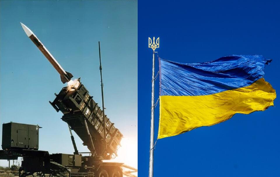 Bateria rakiet Patriot; flaga Ukrainy (zdj. ilustracyjne) / autor: wikimedia commons/U.S. Army /Domena publiczna; Fratria