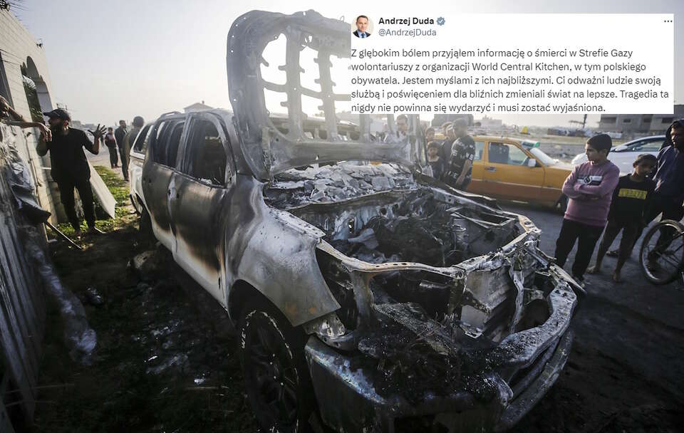 Izraelski atak / autor: PAP/EPA/MOHAMMED SABER/X: @AndrzejDuda