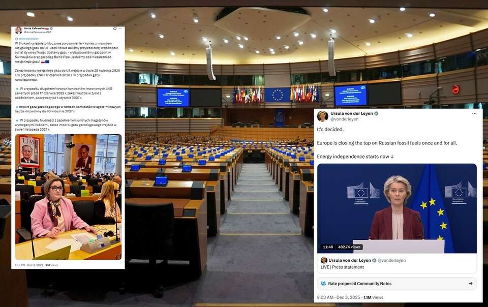 Sala PE w Brukseli / autor: Fratria/X:@AnnaZalewskaMEP, X: @vonderleyen