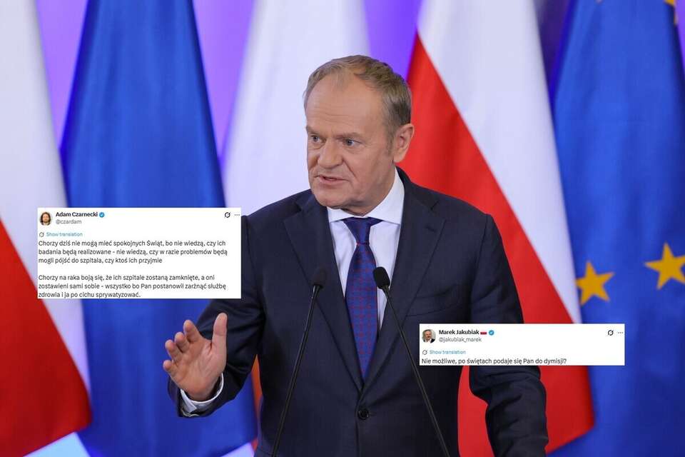 Na zdjęciu Donald Tusk oraz wpisy z portalu X / autor: PAP/Paweł Supernak/X