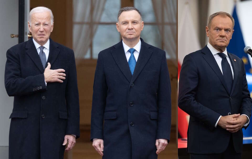 Prezydenci USA Joe Biden i Polski Andrzej Duda / premier Donald Tusk / autor: Fratria