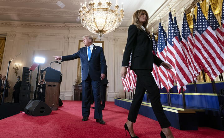 prezydent Donald Trump i jego pochodząca ze Słowenii żona Melania / autor: fotoserwis PAP