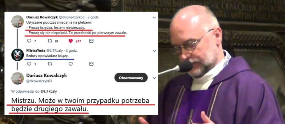 ks. Dariusz Kowalczyk  / autor: screen YT/Twitter/PikuśPOL