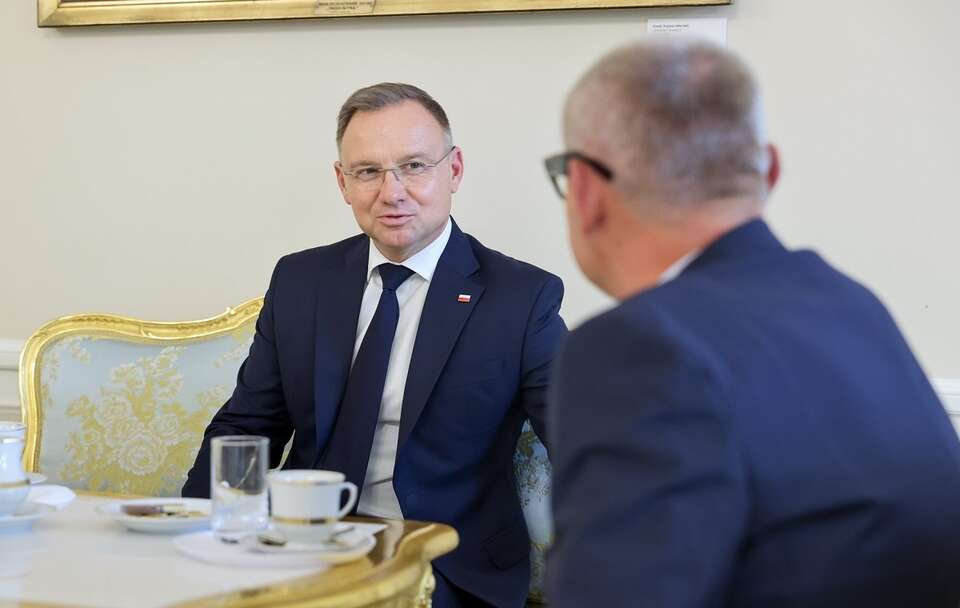 Prezydent Andrzej Duda i legalny PK Dariusz Barski / autor: Łukasz Błasikiewicz/KPRP