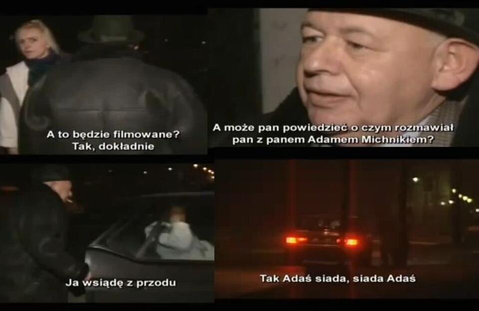 Kadr z filmu pokazującego wieczorne towarzyskie spotkanie Olejnik-Michnik-Urban. Fot. wPolityce.pl