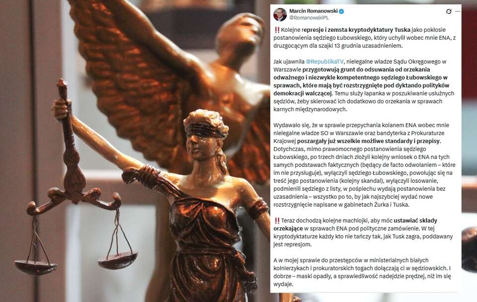Romanowski alarmuje, że sędziego Łubowskiego mogą spotkać represje. / autor: Fratria