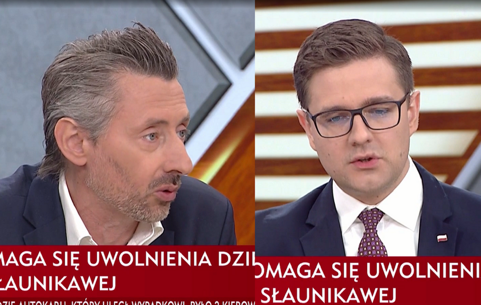 Maciej Gdula (Nowa Lewica) i Robert Gontarz (PiS) w programie Woronicza 17 / autor: TVP Info