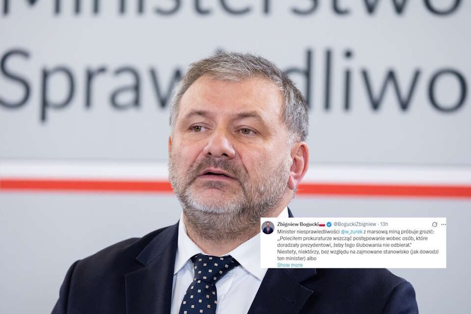 Na zdjęciu Waldemar Żurek oraz wpis Zbigniewa Boguckiego (screen z X) / autor: Fratria/X-Zbigniew Bogucki (screen)