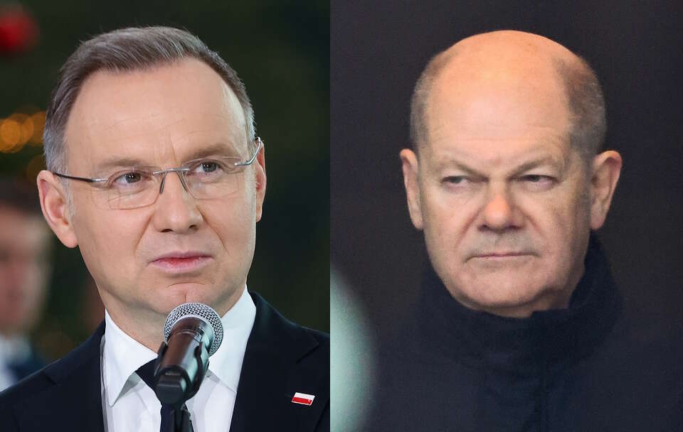 Prezydent Andrzej Duda, Olaf Scholz / autor: PAP/Albert Zawada/PAP/EPA/Filip Singer