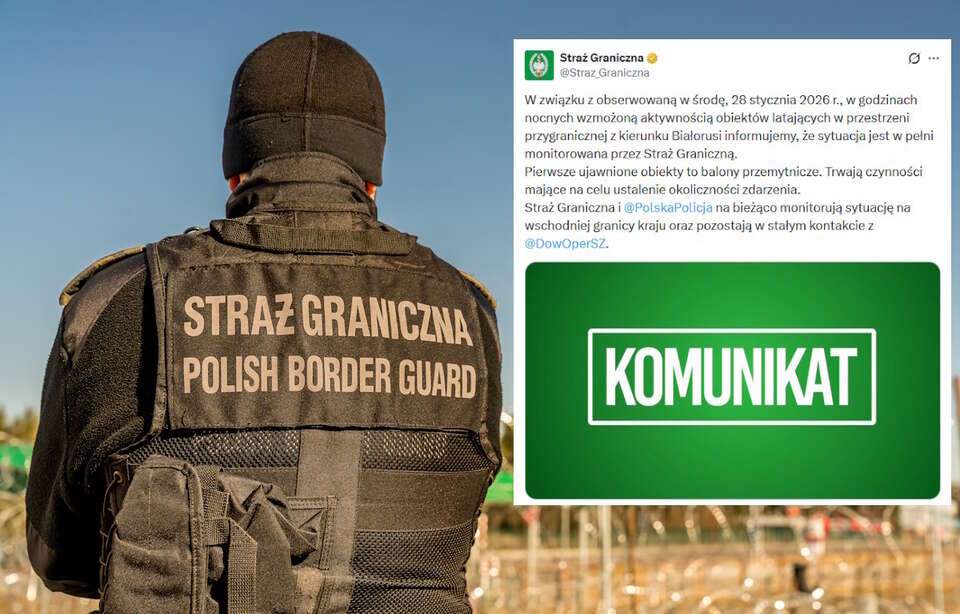 Komunikat Straży Granicznej / autor: Fratria/X