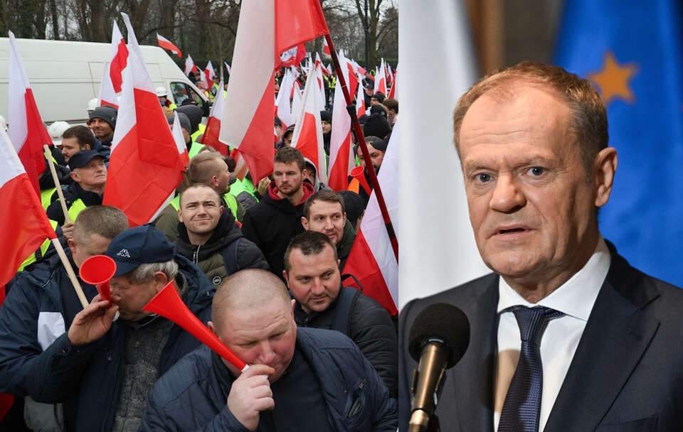 demonstracja rolników przed KPRM / premier Donald Tusk / autor: PAP/Paweł Supernak / PAP/Radek Pietruszka